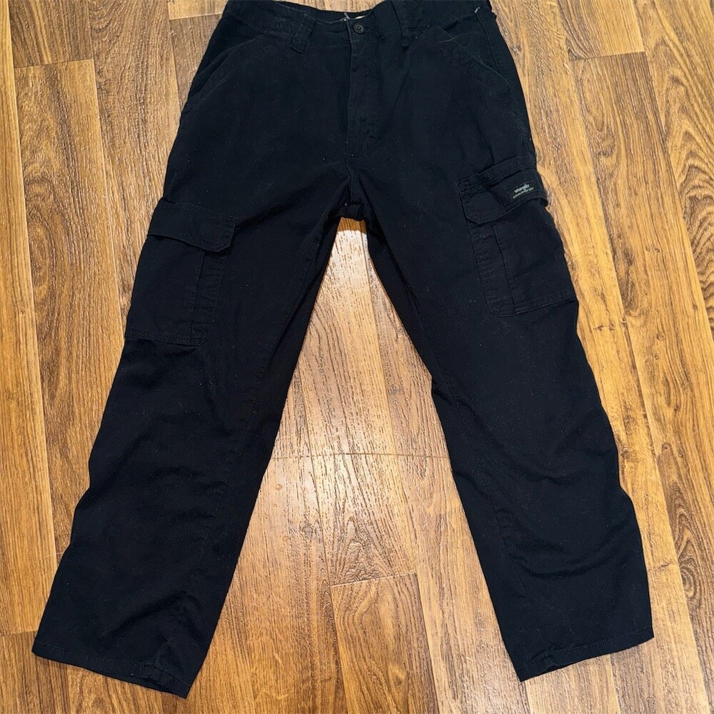 Wrangler Cargo Utility Pants Mens 32x29 Black Straight Leg Workwear